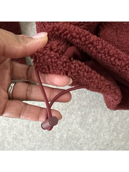 VINCE Cozy Pile Fleece Pullover Hoodie Anise Red Womens Small - Picture 7 of 9